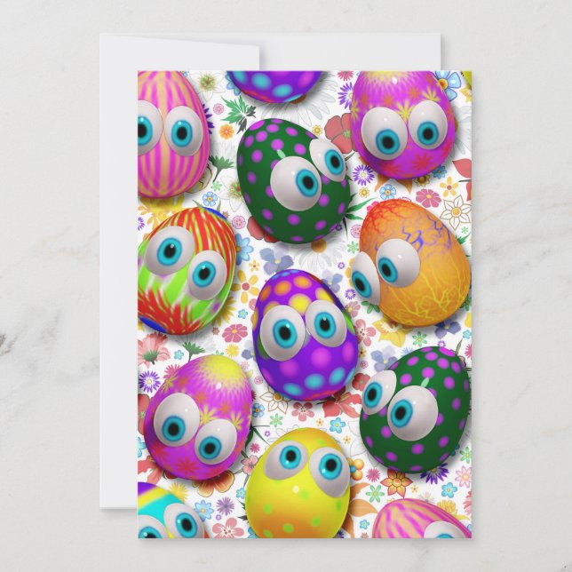 Cute Easter Eggs Cartoon Invitation (Front)