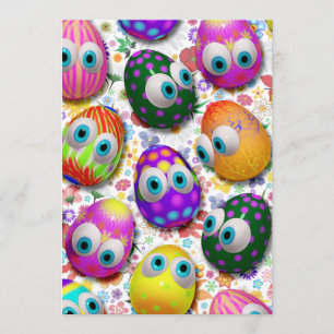 Cute Easter Eggs Cartoon Invitation