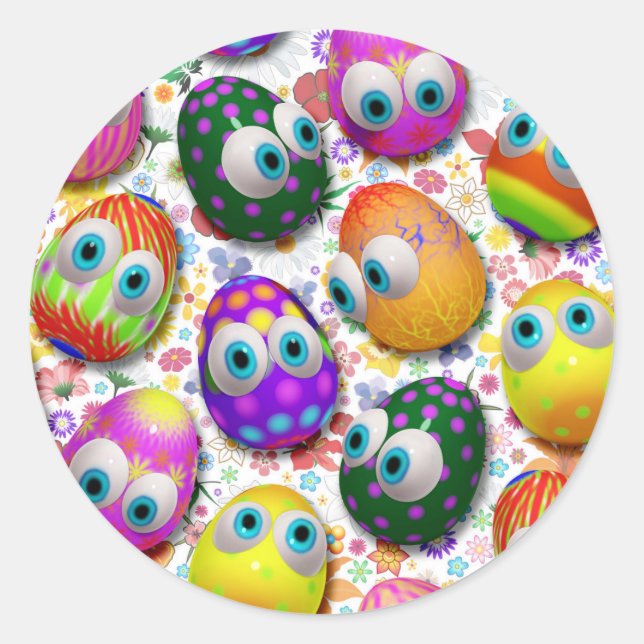 Cute Easter Eggs Cartoon Stickers (Front)