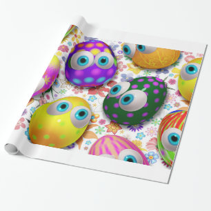 Cute Easter Eggs Cartoon Wrapping_paper Wrapping Paper