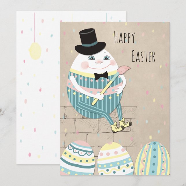 Cute Easter eggs & Humpty Dumpty Holiday Card (Front/Back)