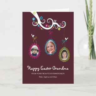 Cute Easter Eggs Ornaments Frowners And Birds Holiday Card