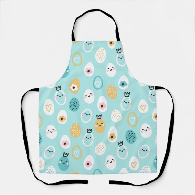 Cute Easter Eggs Pattern Kawaii Pastel Eggs  Apron (Front)