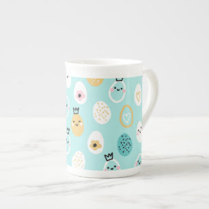 Cute Easter Eggs Pattern Kawaii Pastel Eggs  Bone China Mug