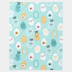 Cute Easter Eggs Pattern Kawaii Pastel Eggs  Fleece Blanket