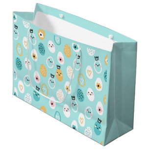Cute Easter Eggs Pattern Kawaii Pastel Eggs Large Gift Bag