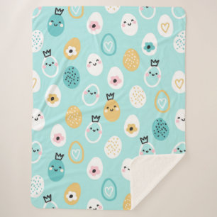 Cute Easter Eggs Pattern Kawaii Pastel Eggs  Sherpa Blanket