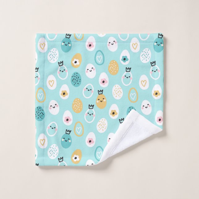 Cute Easter Eggs Pattern Kawaii Pastel Eggs  Wash Cloth (Wash Cloth)