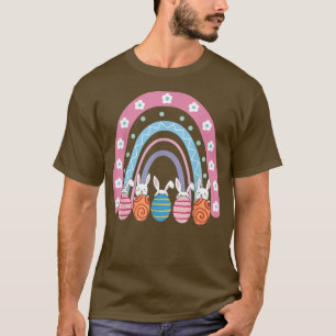 Cute Easter Eggs Pink Rainbow Bunny Happy Easter D T-Shirt