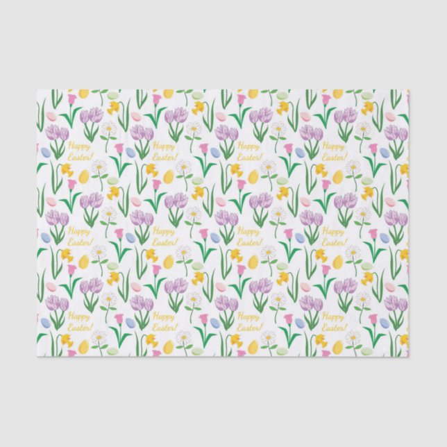 Cute Easter flower and eggs pattern party tissue Tissue Paper (Front)
