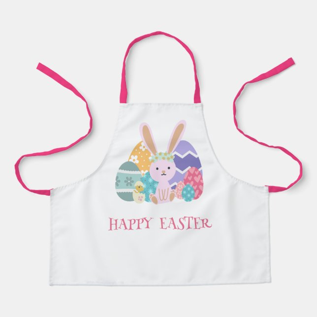 Cute Easter Group Eggs Happy Hoppy Easter day Apron (Front)