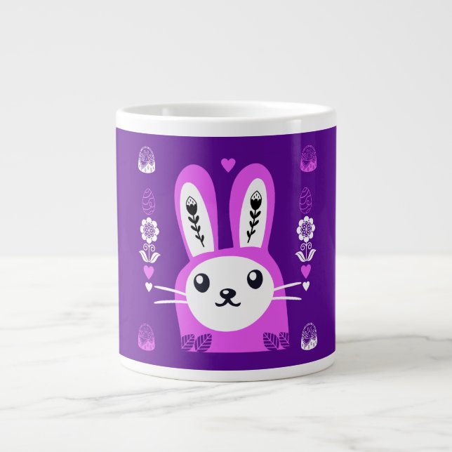 Cute Easter Holiday Rabbit Large Coffee Mug (Front)