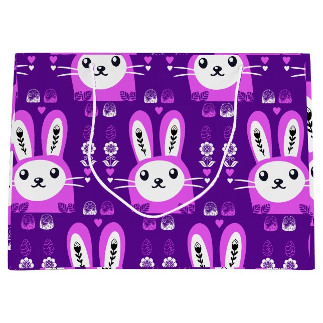 Cute Easter Holiday Rabbit Large Gift Bag (Front)