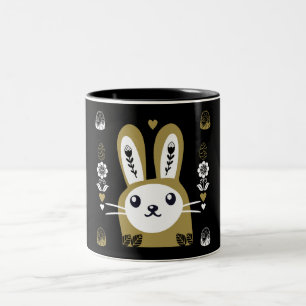 Cute Easter Holiday Rabbit Two-Tone Coffee Mug