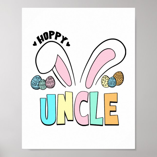 Cute Easter Hoppy Uncle Bunny Ears Poster (Front)
