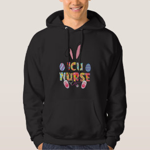 Cute Easter Icu Nurse Cna Bunny Ears Happy Easter  Hoodie