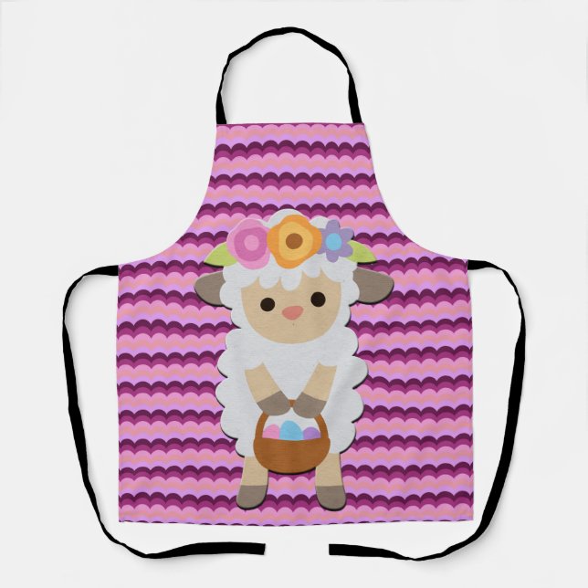 Cute Easter Lamb Abstract Multicolored Apron (Front)