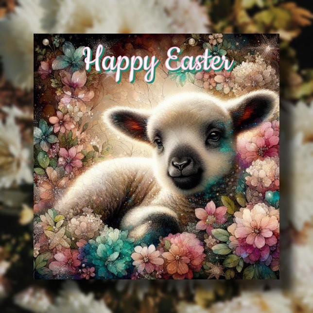 Cute Easter Lamb Christian Blessing Bible Verse Holiday Card (Creator Uploaded)