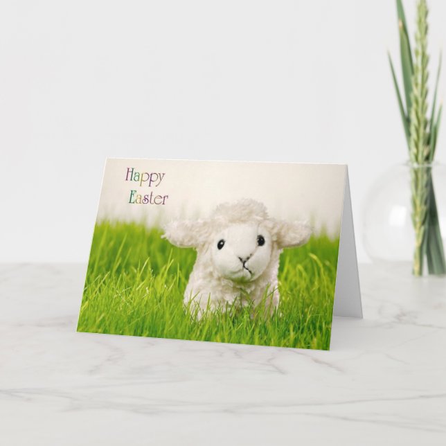Cute Easter Lamb Greeting Card (Front)