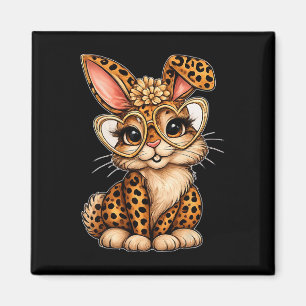 Cute Easter Leopard Bunny Heart Gles Spring Vibes  Magnet