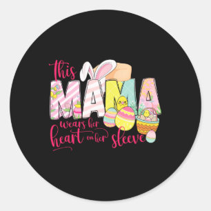 Cute Easter Mama Bunny Floral Mother’s Day Spring Classic Round Sticker
