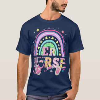 Cute Easter Nurse  Bunny Ears Happy Easter Eggs Ra T-Shirt