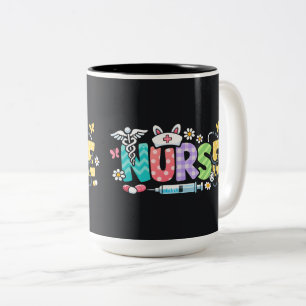 Cute Easter Nurse Medical Humour Two-Tone Coffee Mug
