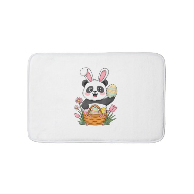 Cute Easter Panda Bunny Rabbit Easter Egg Basket P Bath Mat (Front)