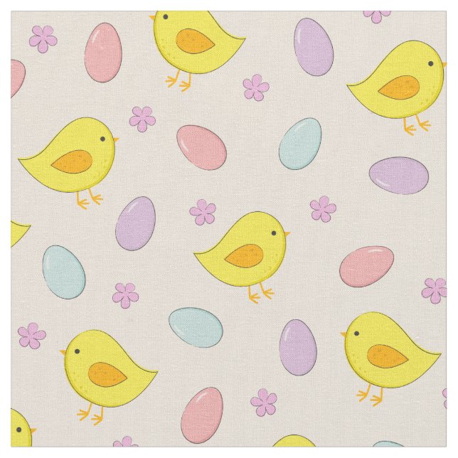 Cute Easter pattern Chickens Eggs Custom colour Fabric (Close Up)