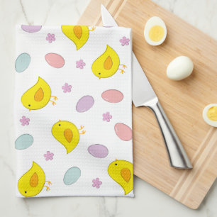 Cute Easter pattern Chickens Eggs Custom colour Kitchen Towel