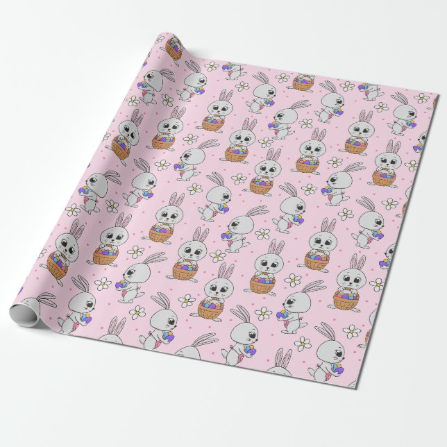 Cute Easter Pattern Wrapping Paper (Unrolled)