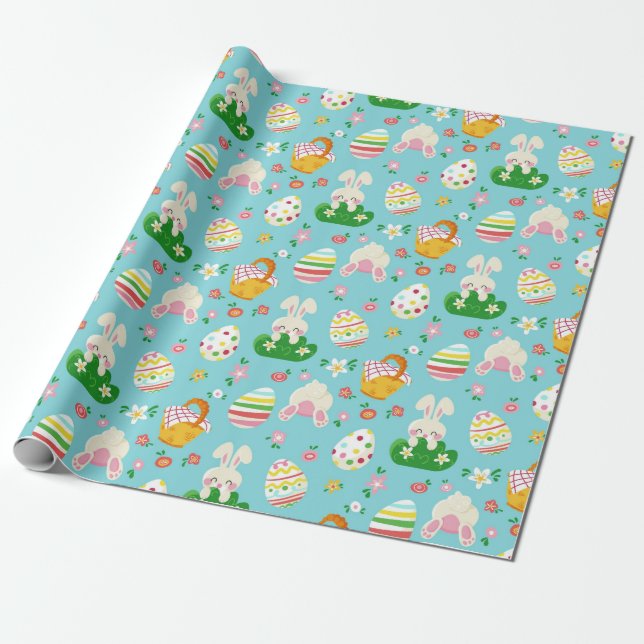 Cute Easter Pattern Wrapping Paper (Unrolled)