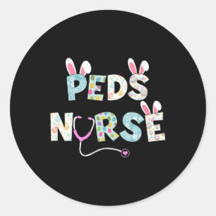 Cute Easter Peds Nurse Bunny Ears Happy Easter Egg Classic Round Sticker