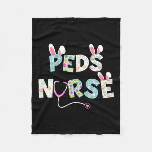 Cute Easter Peds Nurse Bunny Ears Happy Easter Egg Fleece Blanket