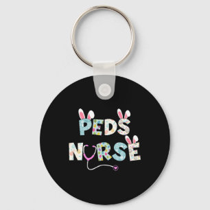 Cute Easter Peds Nurse Bunny Ears Happy Easter Egg Keychain