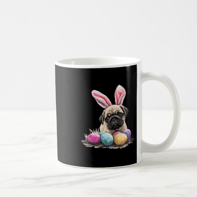 Cute Easter Pug Dog Easter Pug Dog Happy Easter  Coffee Mug (Right)