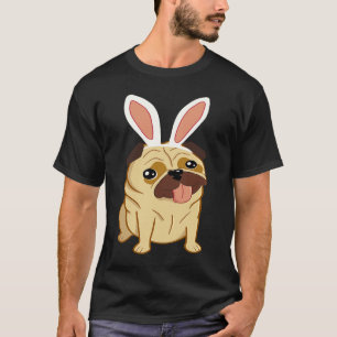 Cute Easter Pug Dog With Bunny Ears T-Shirt