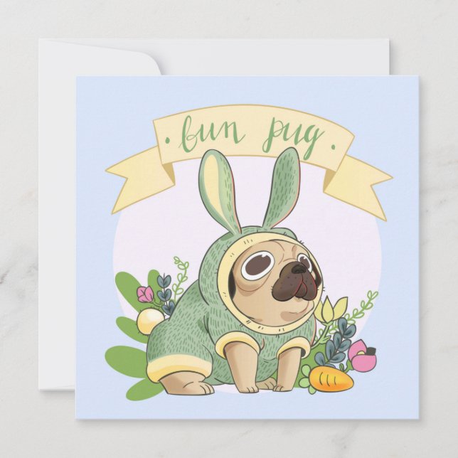 Cute Easter Pug Invitation (Front)