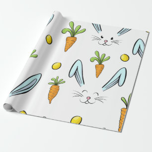 Cute Easter Rabbit Egg Carrot Pattern Gift Wrapping Paper