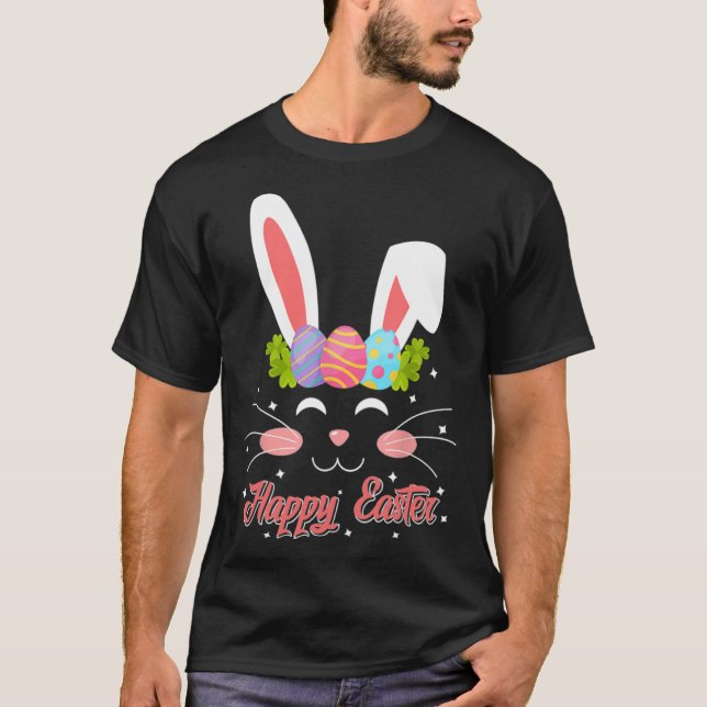 Cute Easter Rabbit Face Happy Easter Bunny Boys Gi T-Shirt (Front)