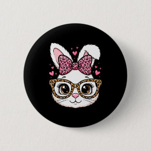 Cute easter rabbit face leopard bow sunglassesCute 2 Inch Round Button
