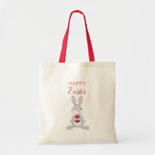 Cute Easter Rabbit Red Easter Egg Tote Bag