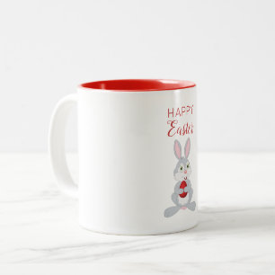 Cute Easter Rabbit Red Easter Egg   Two-Tone Coffee Mug
