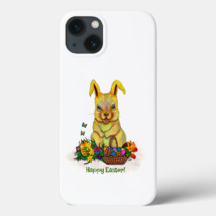 Cute Easter Rabbit with Eggs and Flowers iPhone 13 Case