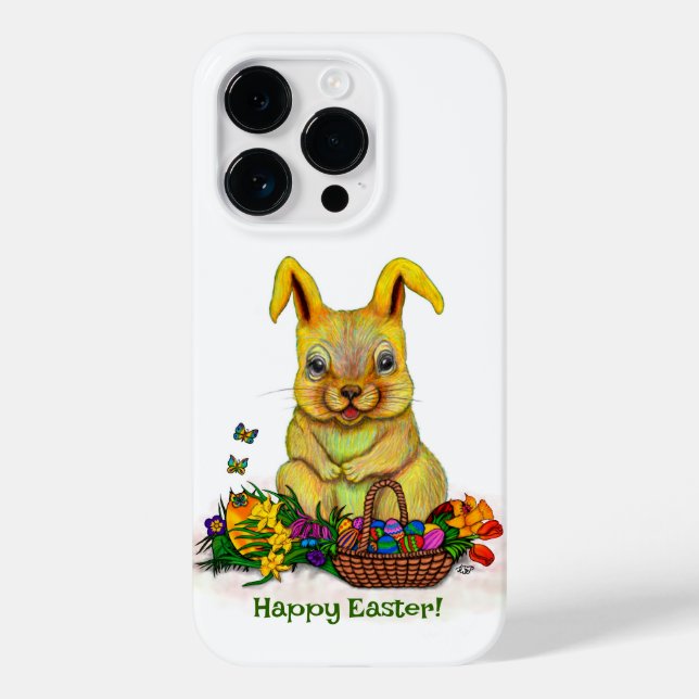Cute Easter Rabbit with Eggs and Flowers Case-Mate iPhone Case (Back)