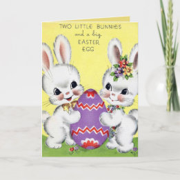 Cute Easter retro vintage bunnies Holiday Card