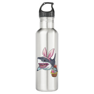 Cute Easter Shark Bunny Ears Basket Eggs Happy Eas 710 Ml Water Bottle