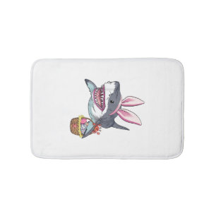 Cute Easter Shark Bunny Ears Basket Eggs Happy Eas Bath Mat