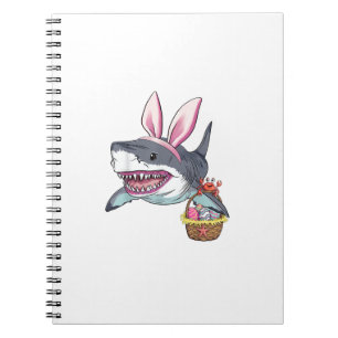 Cute Easter Shark Bunny Ears Basket Eggs Happy Eas Notebook