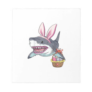 Cute Easter Shark Bunny Ears Basket Eggs Happy Eas Notepad